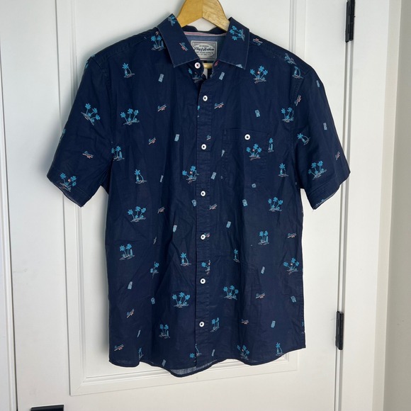 Flag & Anthem Other - Flag&Anthem Mens M Hawaiian Palm Tree Surfboard Button Down Shirt Pocket